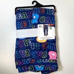 NWT Care Bears Pajama Sleep Pants Pockets Women's Med 8-10 Blue Rainbow
